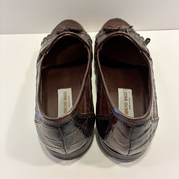 Bruno Magli “Jared” Brown Genuine Crocodile Tassel Loafers – Italian Luxuy main image 7